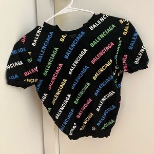 Balenciaga Logo Print Cropped Sweater